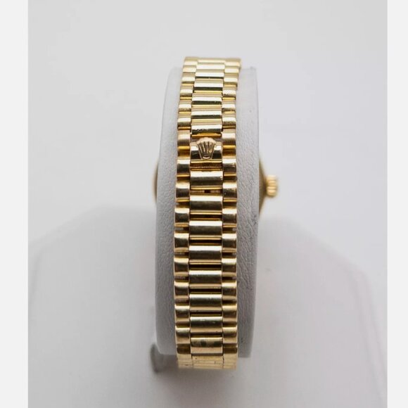 ROLEX Ladies President BLACK 18k Yellow Gold Watch OPEN PAPERS main image 6